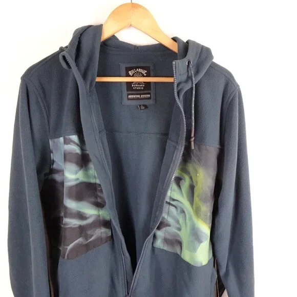 Billabong A/Div Canyon Graphene Hooded Jacket Fleece Mens Small Blue Green